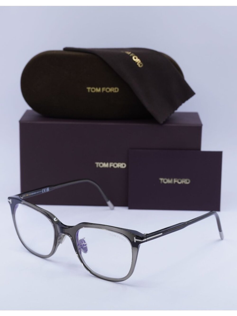 Tom Ford FT5776-D-B 020 Square Eyeglasses 53m - Grey / Blue Light Block